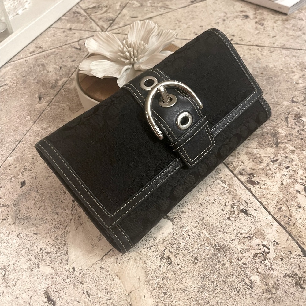Black Coach Tri-fold Wallet
